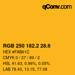 カラーコード: RGB 250 182.2 28.6 | qconv.com