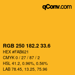 カラーコード: RGB 250 182.2 33.6 | qconv.com