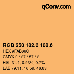 カラーコード: RGB 250 182.6 108.6 | qconv.com