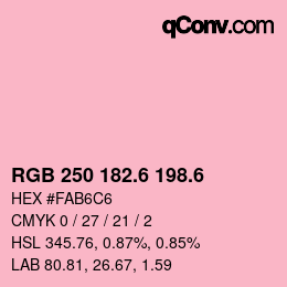 カラーコード: RGB 250 182.6 198.6 | qconv.com