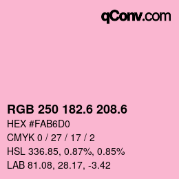 カラーコード: RGB 250 182.6 208.6 | qconv.com