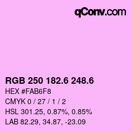 カラーコード: RGB 250 182.6 248.6 | qconv.com
