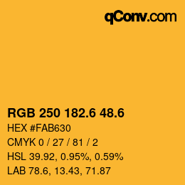 カラーコード: RGB 250 182.6 48.6 | qconv.com