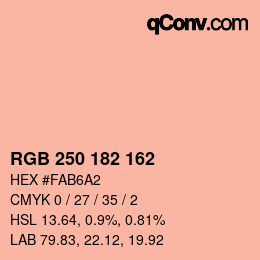 カラーコード: RGB 250 182 162 | qconv.com
