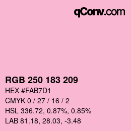 カラーコード: RGB 250 183 209 | qconv.com