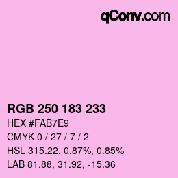 カラーコード: RGB 250 183 233 | qconv.com