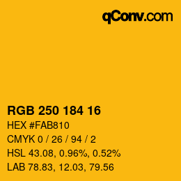 カラーコード: RGB 250 184 16 | qconv.com