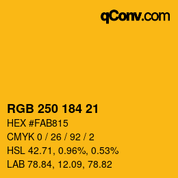 Color code: RGB 250 184 21 | qconv.com