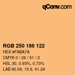 Color code: RGB 250 186 122 | qconv.com