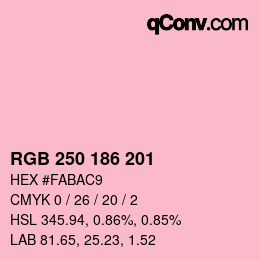 颜色代码: RGB 250 186 201 | qconv.com