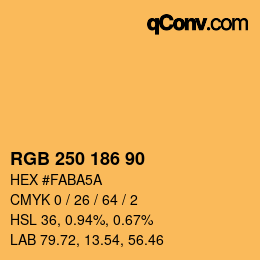 カラーコード: RGB 250 186 90 | qconv.com
