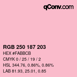 Color code: RGB 250 187 203 | qconv.com