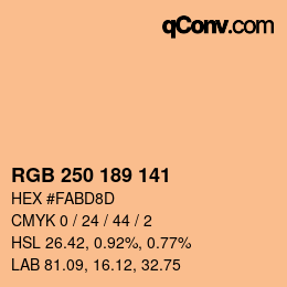 カラーコード: RGB 250 189 141 | qconv.com