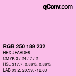 Color code: RGB 250 189 232 | qconv.com