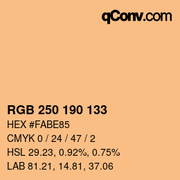 Color code: RGB 250 190 133 | qconv.com