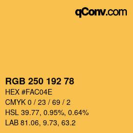カラーコード: RGB 250 192 78 | qconv.com