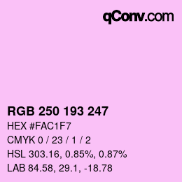 Farbcode: RGB 250 193 247 | qconv.com