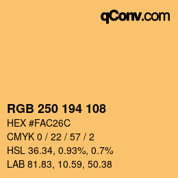 Color code: RGB 250 194 108 | qconv.com