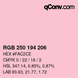 颜色代码: RGB 250 194 206 | qconv.com
