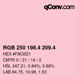 カラーコード: RGB 250 198.4 209.4 | qconv.com