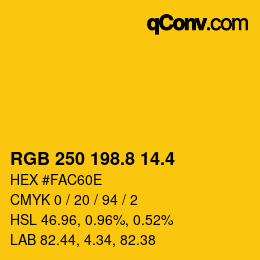 カラーコード: RGB 250 198.8 14.4 | qconv.com