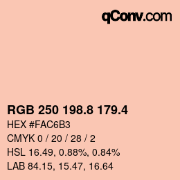 カラーコード: RGB 250 198.8 179.4 | qconv.com