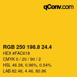 カラーコード: RGB 250 198.8 24.4 | qconv.com