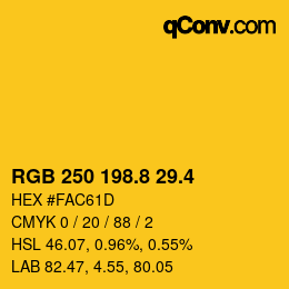 カラーコード: RGB 250 198.8 29.4 | qconv.com