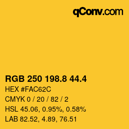 カラーコード: RGB 250 198.8 44.4 | qconv.com