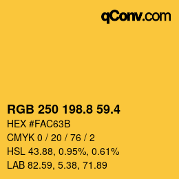 カラーコード: RGB 250 198.8 59.4 | qconv.com