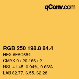 カラーコード: RGB 250 198.8 84.4 | qconv.com