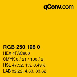 Farbcode: RGB 250 198 0 | qconv.com