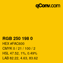 Code couleur: RGB 250 198 0 | qconv.com