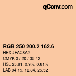 カラーコード: RGB 250 200.2 162.6 | qconv.com