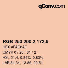カラーコード: RGB 250 200.2 172.6 | qconv.com