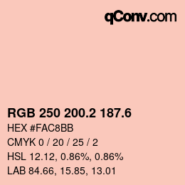 カラーコード: RGB 250 200.2 187.6 | qconv.com