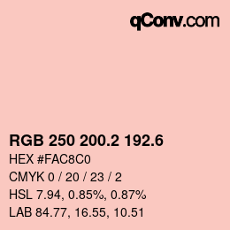 カラーコード: RGB 250 200.2 192.6 | qconv.com