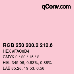 カラーコード: RGB 250 200.2 212.6 | qconv.com