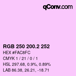 カラーコード: RGB 250 200.2 252 | qconv.com