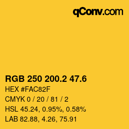 カラーコード: RGB 250 200.2 47.6 | qconv.com