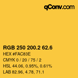 カラーコード: RGB 250 200.2 62.6 | qconv.com