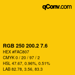 カラーコード: RGB 250 200.2 7.6 | qconv.com