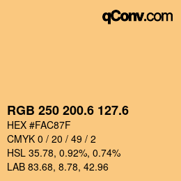 カラーコード: RGB 250 200.6 127.6 | qconv.com