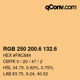 カラーコード: RGB 250 200.6 132.6 | qconv.com