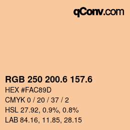 カラーコード: RGB 250 200.6 157.6 | qconv.com