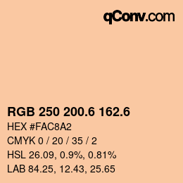 カラーコード: RGB 250 200.6 162.6 | qconv.com