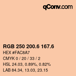 カラーコード: RGB 250 200.6 167.6 | qconv.com