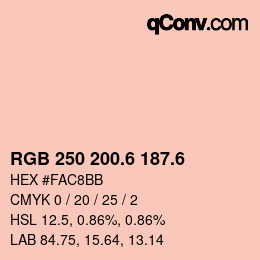 カラーコード: RGB 250 200.6 187.6 | qconv.com