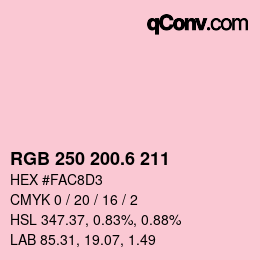 カラーコード: RGB 250 200.6 211 | qconv.com