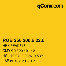カラーコード: RGB 250 200.6 22.6 | qconv.com